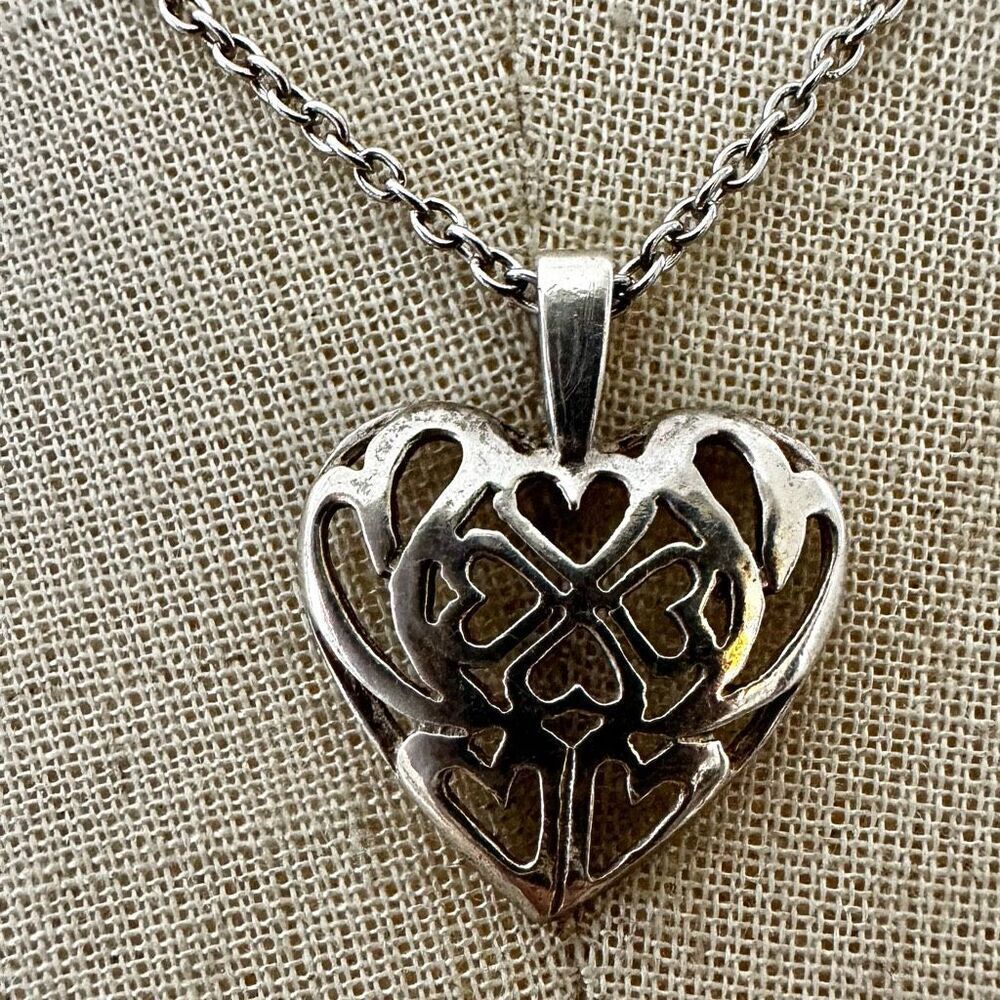 Sterling Silver Filigree Heart pendant Necklace
